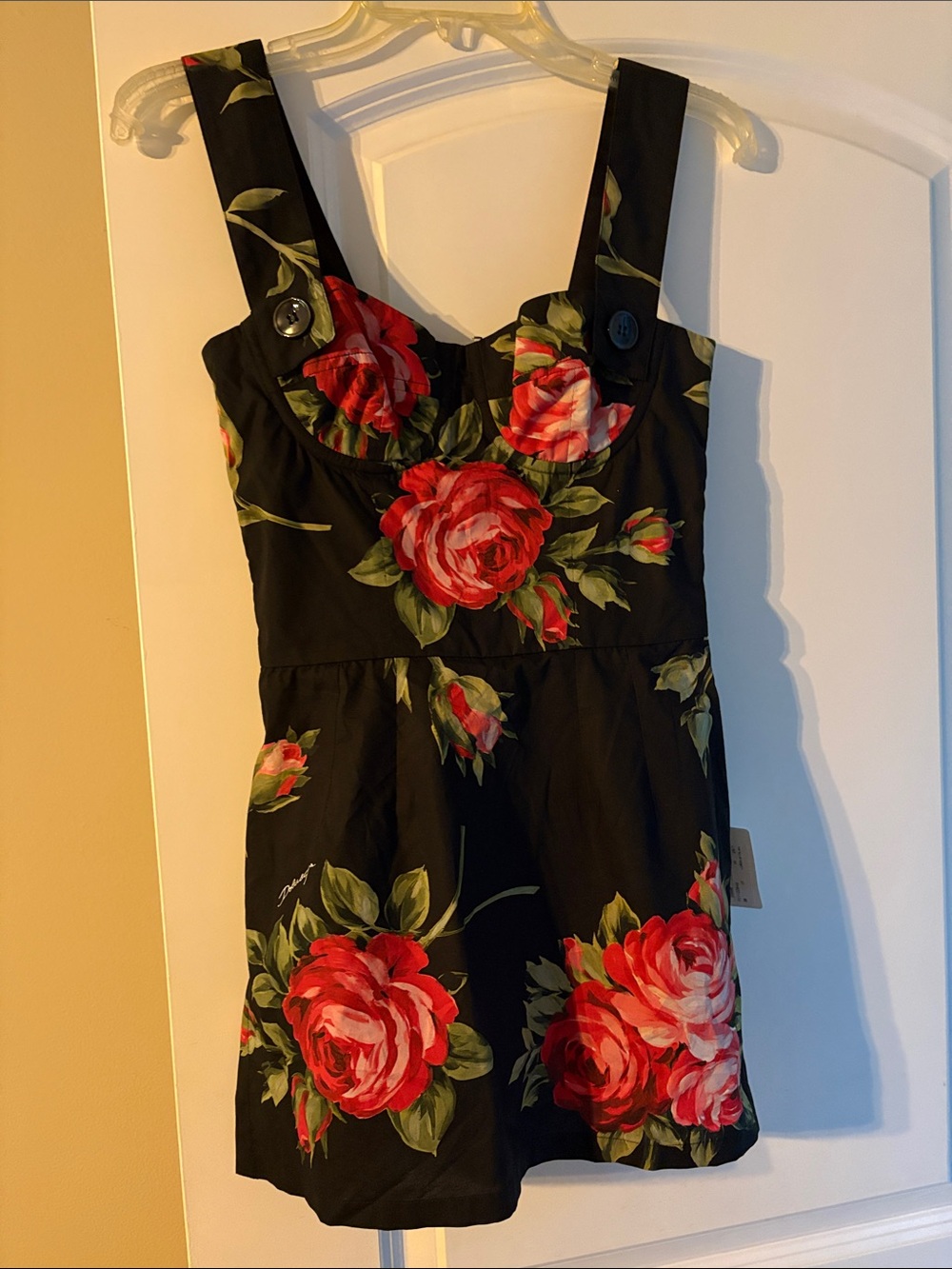 Dolce & Gabbana Black Floral Mini Dress with Red Roses size IT38 NWT - Picture 8 of 12